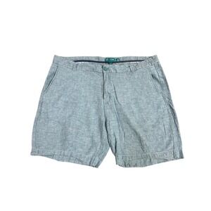 Tenth + Ocean Mens 38 Classic Washable Linen Shorts Light Blue Chambray Casual
